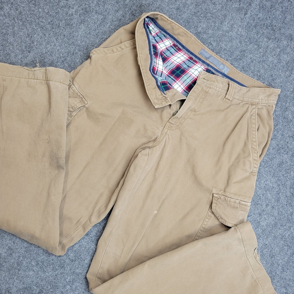 Old Navy Pants Mens 30x30 Khaki Flannel Lined Y2K Cargo Pockets Boho Streetwear